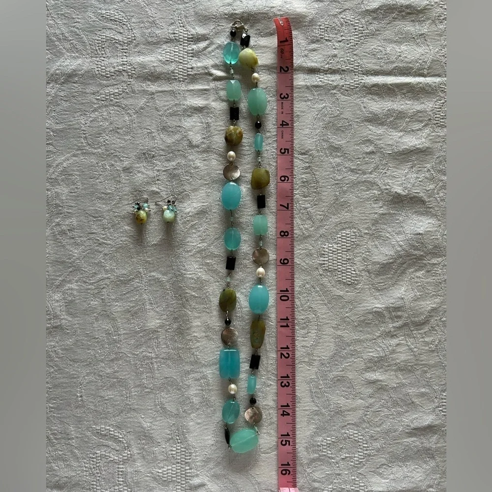 Elegant Turquoise and Green Beaded Necklace Set